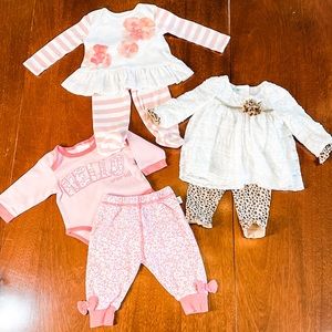 0-3 months 3 full outfits 6 pcs burts bees hello world stylish infant baby